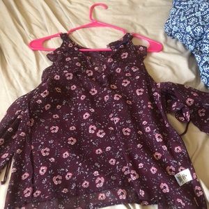 flowered off the shoulder top